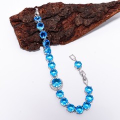 Blue Topaz 925 Sterling Silver Adjustable Bracelet 7-8″ B132830, Gift for her