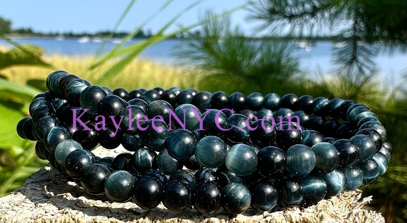 Wholesale 6 Pcs Natural Blue Tiger Eye 4mm 7.5” Crystal Stretch Bracelet gallery