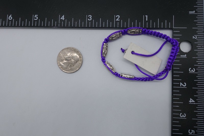 macrame purple cord St Benedict medals adjustable bracelet gallery