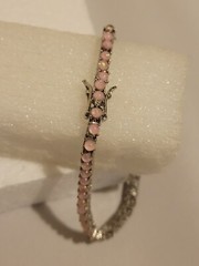 Tennis Style Lab Created Pink Opal Silvertone Bracelet