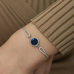 4Ct Round Cut Lab-Created Sapphire Bolo Bracelet 14k White Gold Finish Women’s