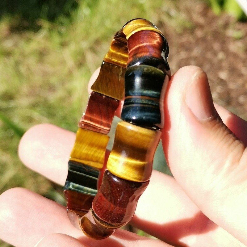 Natural Blue Red Yellow Tiger's Eye Bracelet Genuine Gemstone Crystal Healing gallery