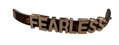 Brown Faux Leather Bracelet With Gold “Fearless” Letters & Snap Closure Gift