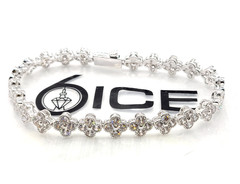 6ICE Flower Tennis Bracelet White Gold Plated 7 Inches