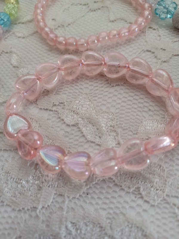 GIRLS 6 Ct ELASTIC PLASTIC BEADED BRACELETS BEAUTIFUL COLORS PARTY GIFTS FAVORS gallery