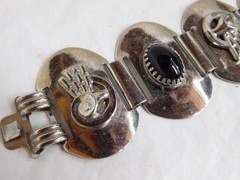 vintage retro Mid Century black and silver women’s bracelet jewelry costume old