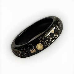 Marc by MARC JACOBS Black and Gold Bangle Bracelet With Gold Tone Inlay Resin