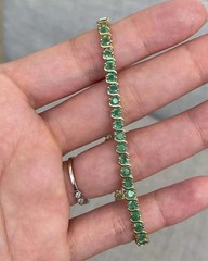 10 Ct Round Lab Created Emerald Women’s Tennis Bracelet 14K Yellow Gold plated