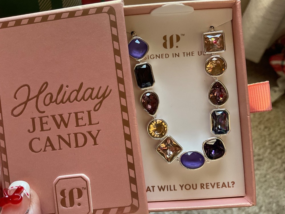BP- Jewel Candy bracelet- Gem Drops Silver plating Orchid Peach