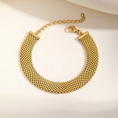 Women’s Gold Tone Wide Mesh Chain Bracelet Stainless Steel Adjustable Lobster
