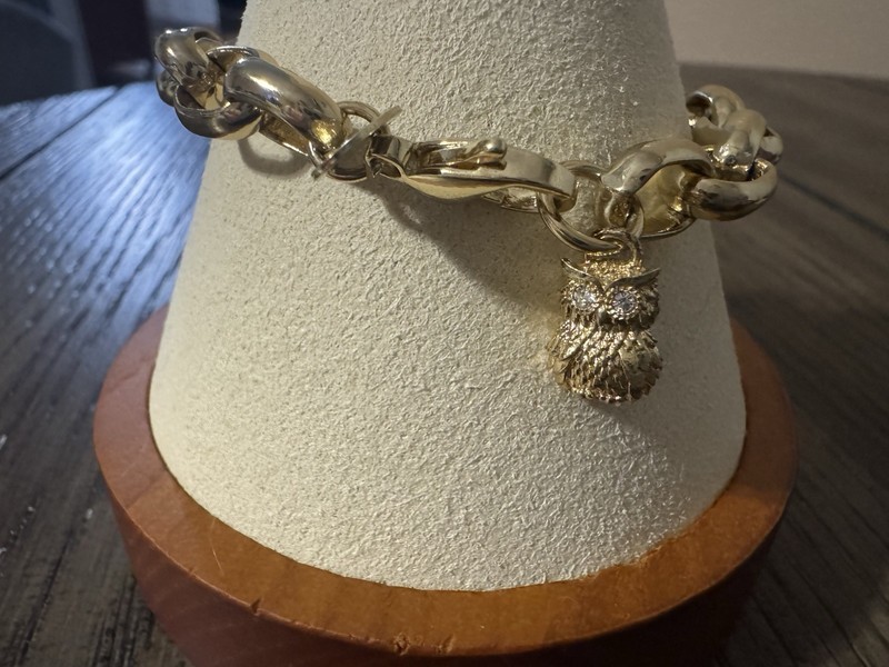 Origami Owl Link Locket Bracelet Gold Tone 7” Includes Plate And 3 Star Charms gallery