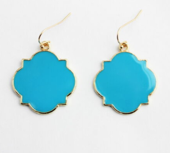 **SALE** Enamel Quatrefoile Monogrammed Earrings Jewelry- Matching set available gallery