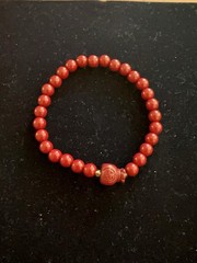 Natural Cinnabar Bracelet 28 Beads Fu Blessing Charm Red Feng ShuiJewelry5mmgift