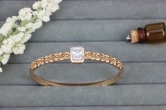 with Intricate Filigree, XPBL0589 Radiant Cushion Cut Stone Rose Gold Bangle
