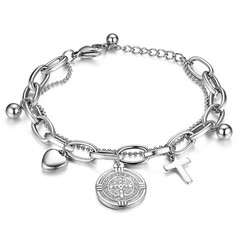 Women Saint St Benedict Medal Bracelet Stainless Steel Crucifix Cross Exorcism