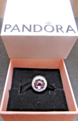 New Retired Pandora S925 Silver Purple Radiant Hearts CZ Charm 791725NRP
