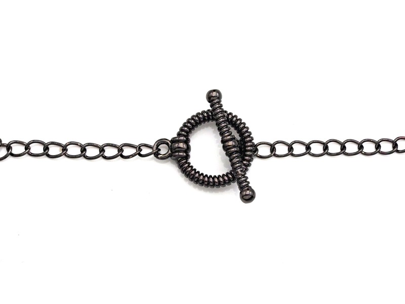 1/2 Set Textured Toggle Clasp with Extension chain, 12mm - sku#Y290 gallery