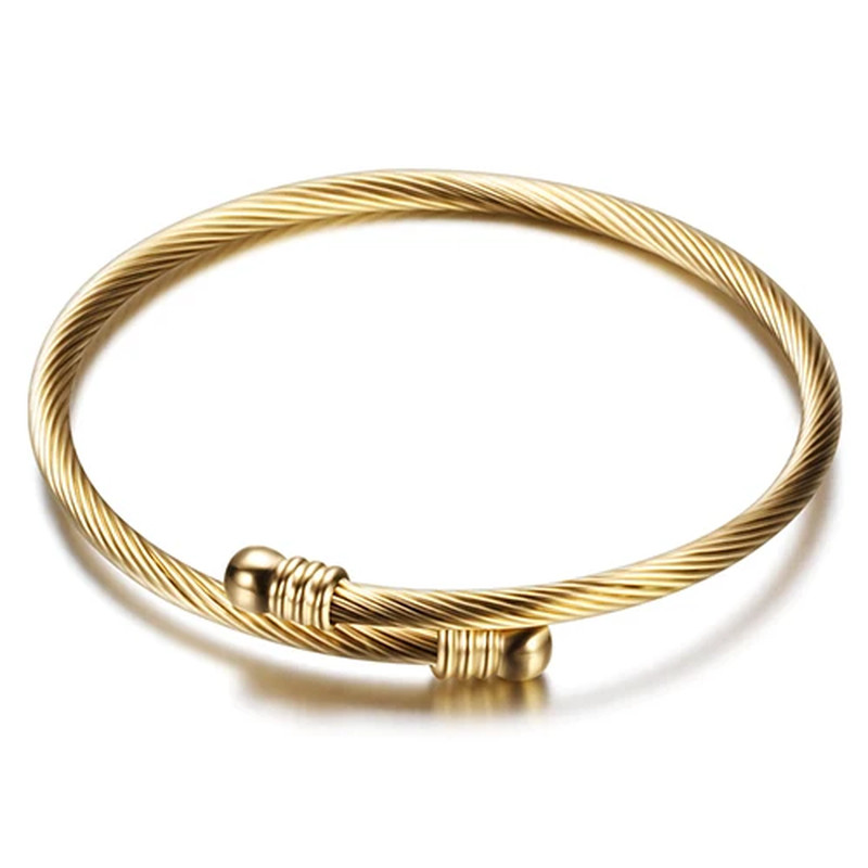 Fashion 3-Color Glossy Beads Bracelet Stainless Steel Bracelets for Women Simple gallery