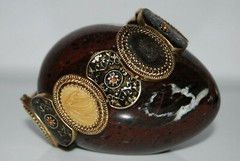 MULTI COLOR EARTH TONES ENAMEL GOLD TONED METAL STRETCH STATEMENT CUFF BRACELET
