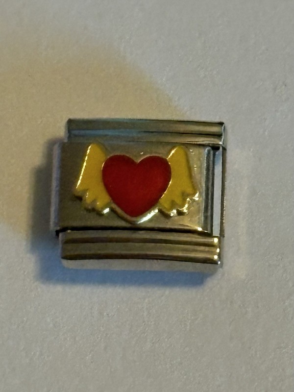 Red Heart With Yellow Wings - Love - Angel - 9mm Italian Charm Link For Bracelet gallery