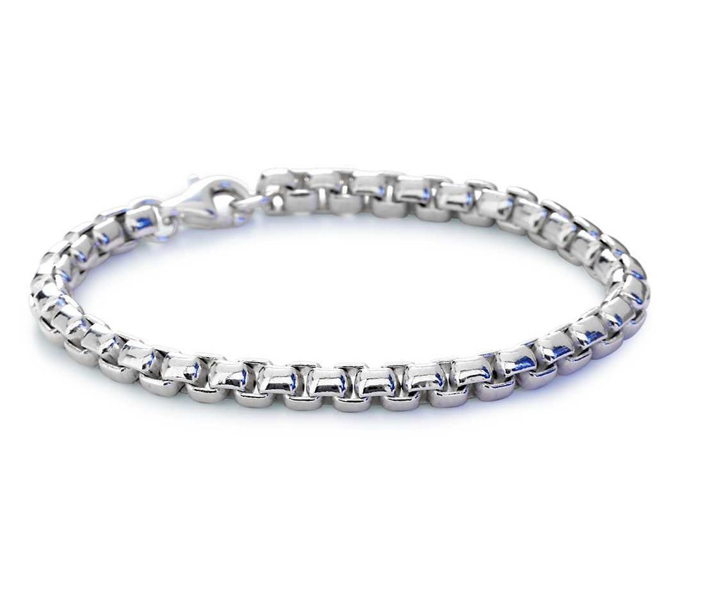 925 Sterling Silver Plated Exquisite Small Chain Link Bracelet Bangle (8")