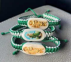 Saint St Jude Green Adjustable Reversible Bracelet Pulsera Handmade Knotted Rope