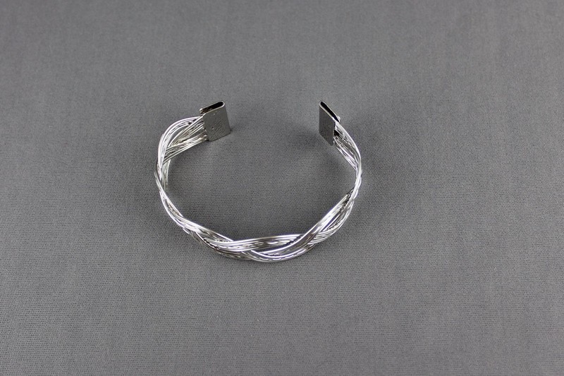 Silver tone braid braided metal cuff bracelet bangle 5/8" wide gallery