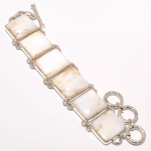 Orange Scolecite - India Gemstone 925 Sterling Silver Ethnic Bracelet 7-7.99" A2 gallery