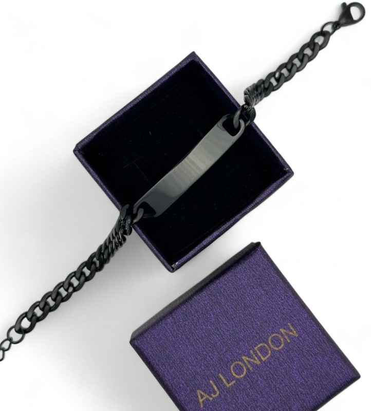 Reuben Boy Custom Any Name Date Silver Bracelet Charm ENGRAVED Gift Box gallery