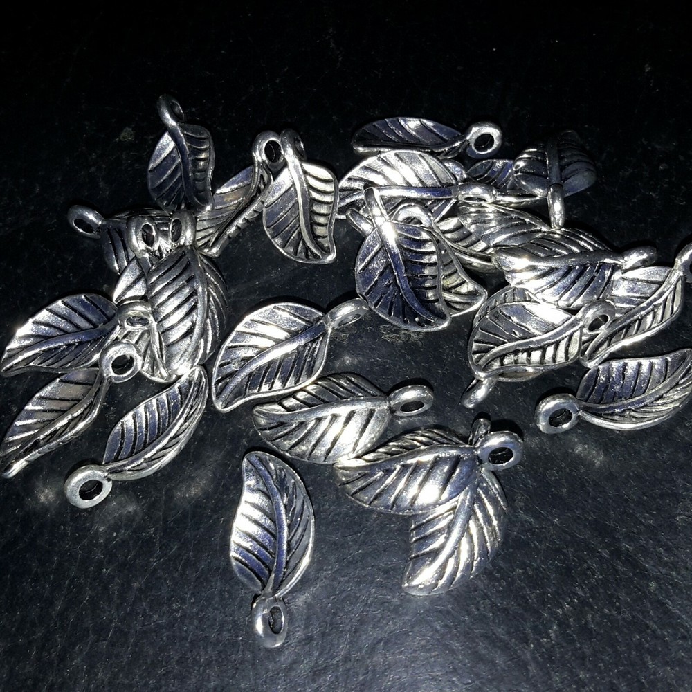 Antique Silver Leaf Charm , 14x7x2.5mm, 15piece, Free Postage Oz Seller