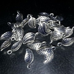 Antique Silver Leaf Charm , 14x7x2.5mm, 15piece, Free Postage Oz Seller