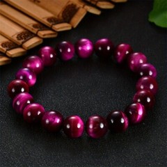 Pink Tiger’s Eye Stone Bracelet 8mm Pink Tiger Stone Stretch Bracelet Handmade