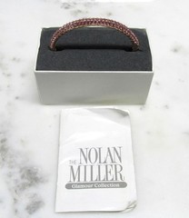 Nolan Miller Gold Tone Bangle Bracelet w/ Pink Stones ~ 7″ ~ 3-K188
