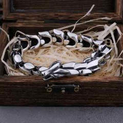 Men Vintage Ouroboros Viking Stainless Steel Chain Wrist Cuff Bangle Bracelet