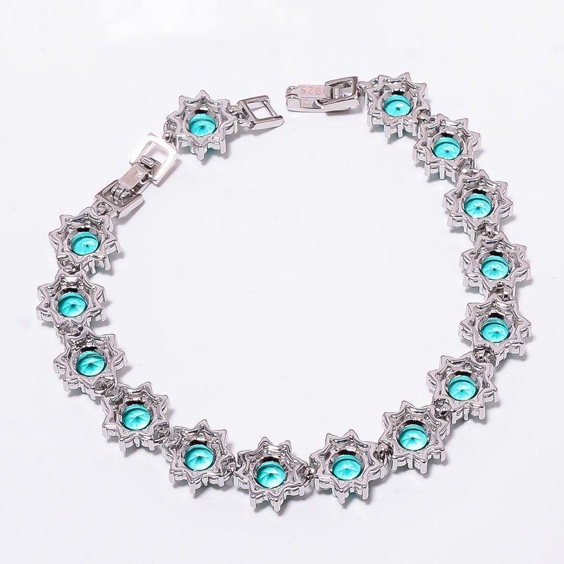Apatite, CZ 925 Sterling Silver Adjustable Bracelet 7-8" B12797, Gift for her gallery