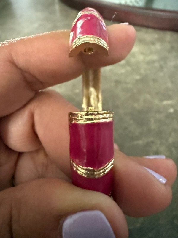 Cookie Lee Hinged Bangle Bracelet Pink And Gold Tone 9” gallery