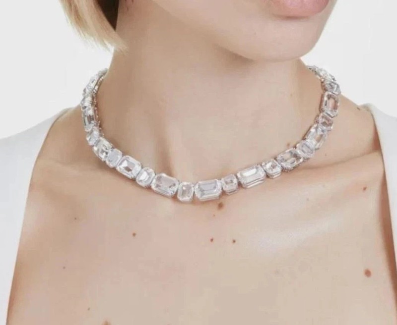 SWAROVSKI Millenia Tennis Necklace, Octagon Cut, White, Rhodium Plated gallery