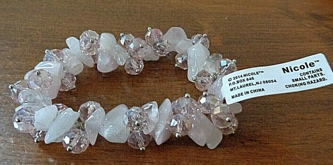 NICOLE rose quartz stretchy bracelet NWT gallery