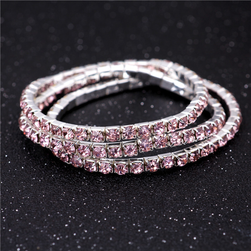 Unisex Silver Large Crystal Tennis Chain Anklet or Bracelet - In 3 Colours gallery