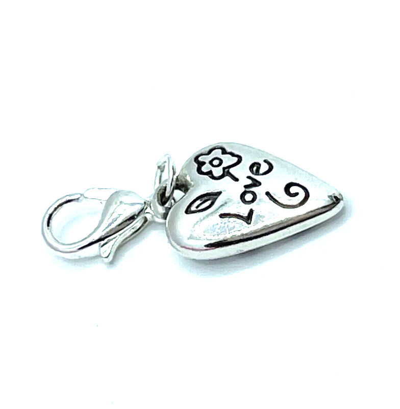 Brighton Amour Heart Love Etched Letters Reversible Custom Snap Silver Charm gallery