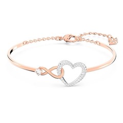 Swarovski Hyperbola Bangle Infinity and Heart, White, NEW.