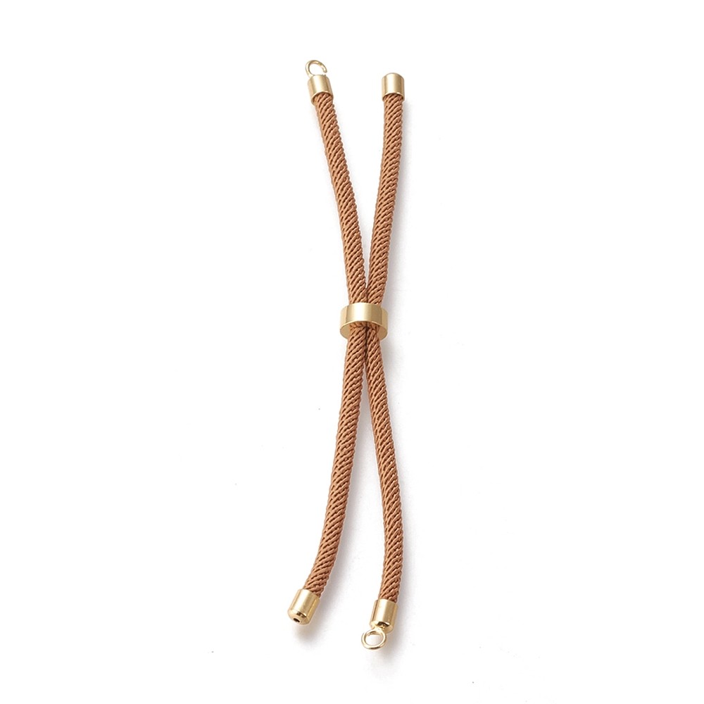10pcs Light Brown Nylon Twisted Cord BraceletSlider Findings for Jewelry Making