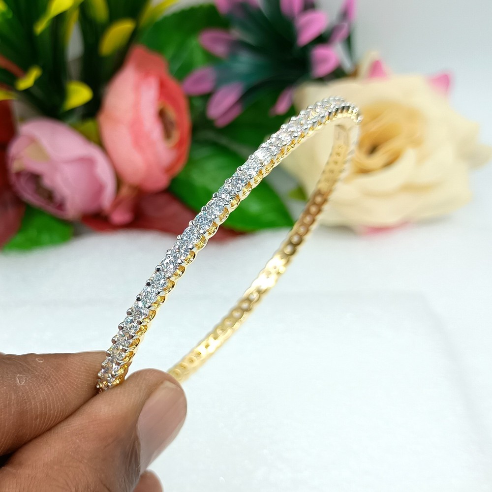 Gold Plated Diamond Tennis Bracelet, Openable Bracelet, Designer 1mm Diamond Bra