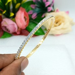 Gold Plated Diamond Tennis Bracelet, Openable Bracelet, Designer 1mm Diamond Bra