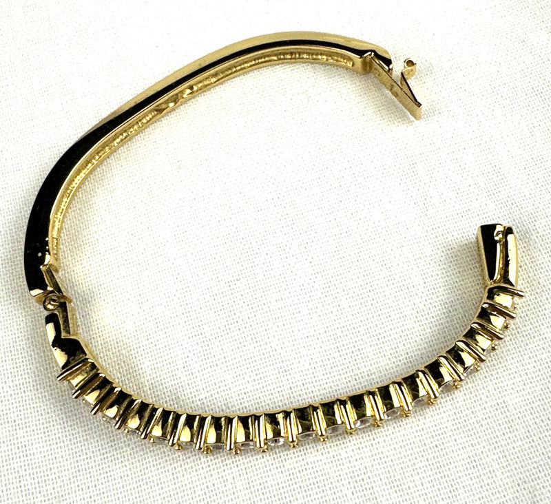 Swarovski Bangle Bracelet, Hinged Opening, Gold Tone Clear Crystals, Free Ship gallery