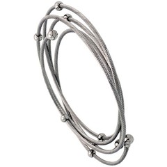 Stainless Steel 2 mm Cable Bracelet w/ 4 mm Beads & 5 mm Ball Ends