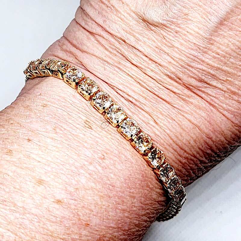 Champagne Cubic Zirconia adjustable bolo tennis bracelet 6-9 inches in goldtone gallery