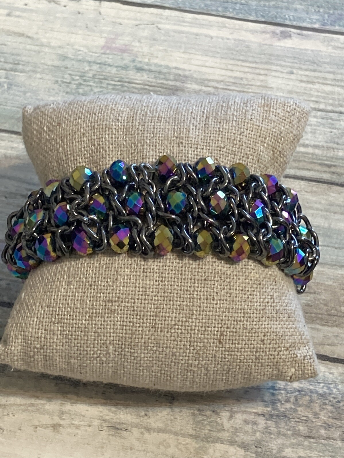 Premier Designs 7" Stretch Bracelet "Vivacious" Aurora Borealis Beads Bracelet gallery