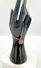 Guess Los Angeles Rose Gold Tone Ball Chain Pave’ Star Dangle Charm Bracelet 8″