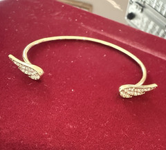 Gold Tone Pavé Crystal Open Cuff Bracelet, White/Colorless Crystal